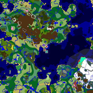 Predicted biome map of Java 26.3 seed -6307191661910312948 around estimated spawn