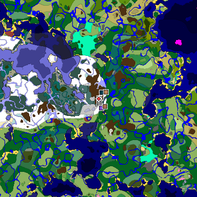 Predicted biome map of Java 26.3 seed -7631692313207300889 around estimated spawn