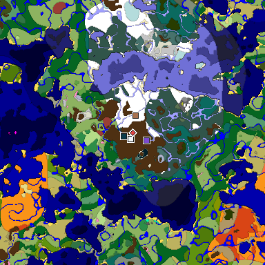 Predicted biome map of Java 26.3 seed -4776214468706433086 around estimated spawn