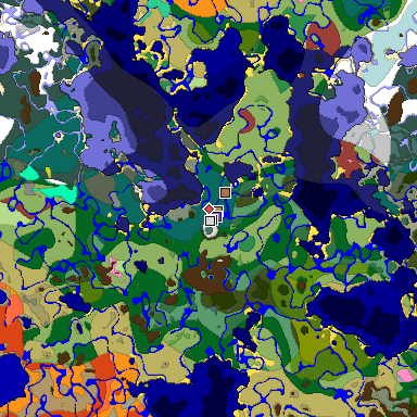 Predicted biome map of Java 26.3 seed 6936629454548712429 around estimated spawn