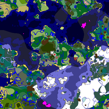 Predicted biome map of Java 26.3 seed 435438561229847862 around estimated spawn