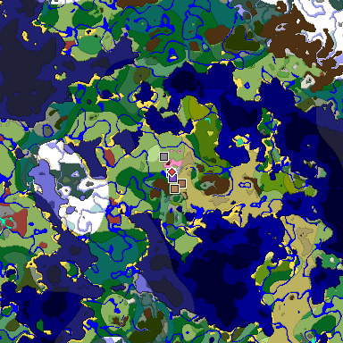 Predicted biome map of Java 26.3 seed 7720579700871607725 around estimated spawn
