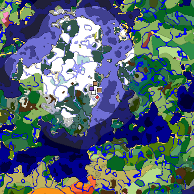 Predicted biome map of Java 26.3 seed 6490538089876533588 around estimated spawn