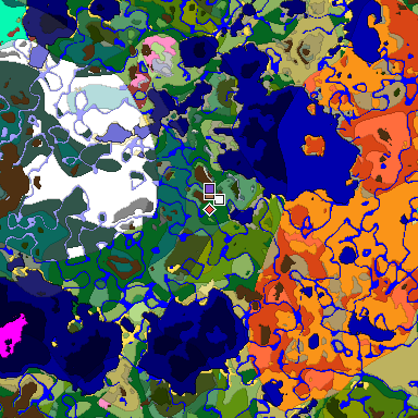 Predicted biome map of Java 26.3 seed 3960022965114681701 around estimated spawn