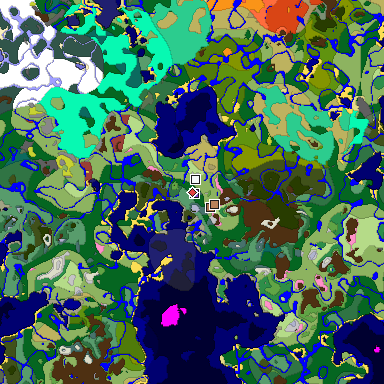 Predicted biome map of Java 26.3 seed 2583968650190275966 around estimated spawn