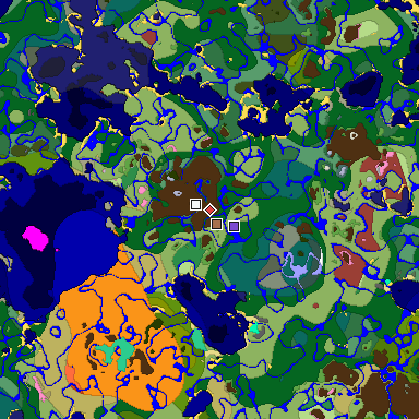 Predicted biome map of Java 26.3 seed 100670584217933471 around estimated spawn
