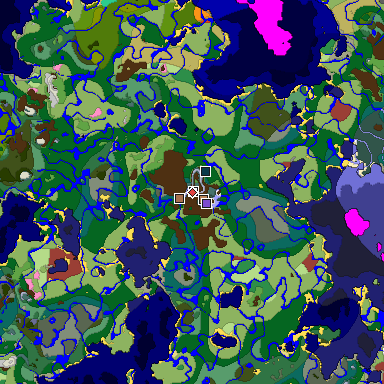 Predicted biome map of Java 26.3 seed 3244706771898032133 around estimated spawn