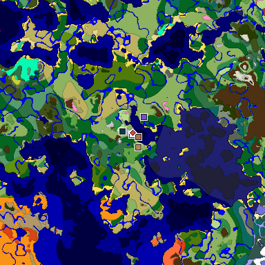 Predicted biome map of Java 26.3 seed -6407063853777059851 around estimated spawn