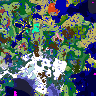 Predicted biome map of Java 26.3 seed 5210236070676197536 around estimated spawn