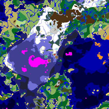 Map of Minecraft seed -8911610144502496672 around spawn