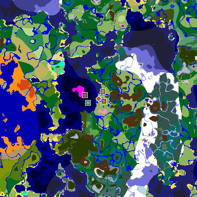 Map of Minecraft seed 726676252414202822 around spawn