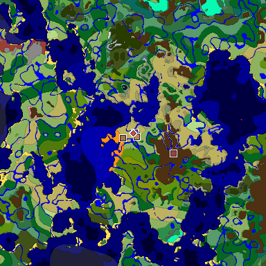 Predicted biome map of Java 26.3 seed -7843801246400405751 around estimated spawn