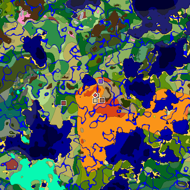 Predicted biome map of Java 26.3 seed 2975347242084856428 around estimated spawn