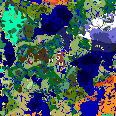 Predicted biome map of Java 26.3 seed -8551831057948281598 around estimated spawn
