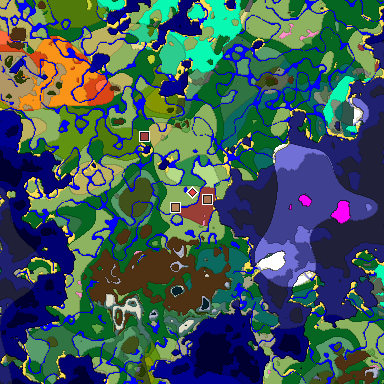 Predicted biome map of Java 26.3 seed 2379047332386828109 around estimated spawn