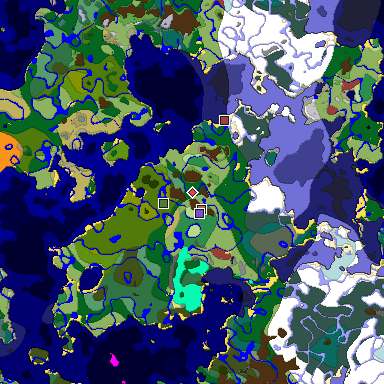 Predicted biome map of Java 26.3 seed 8387642050561545633 around estimated spawn