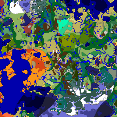 Predicted biome map of Java 26.3 seed -4280278747807200955 around estimated spawn