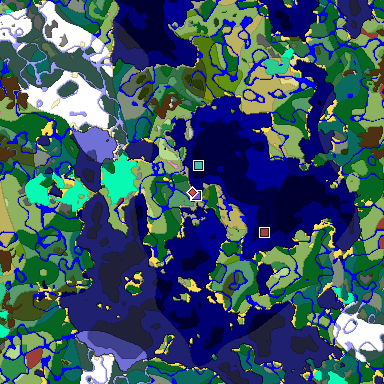 Predicted biome map of Java 26.3 seed -2751652145092760142 around estimated spawn