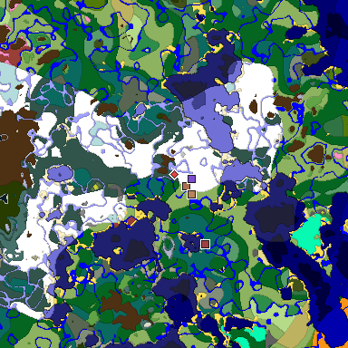 Predicted biome map of Java 26.3 seed -2440983941290299953 around estimated spawn