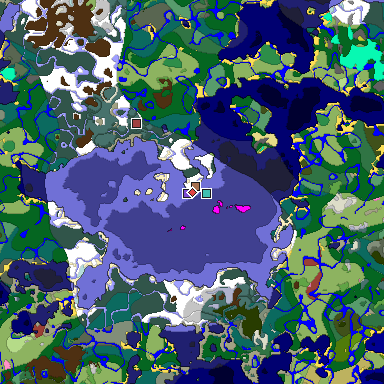 Predicted biome map of Java 26.3 seed -4795415383875672564 around estimated spawn