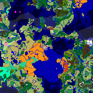 Predicted biome map of Java 26.3 seed -7333601830161094126 around estimated spawn