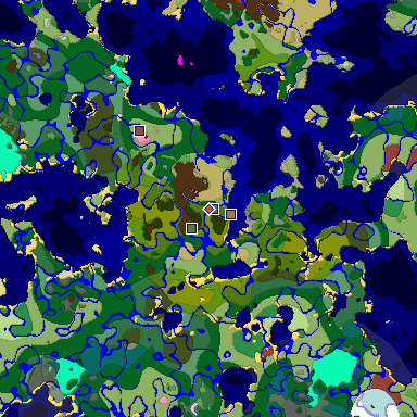 Predicted biome map of Java 26.3 seed -744534354144388377 around estimated spawn