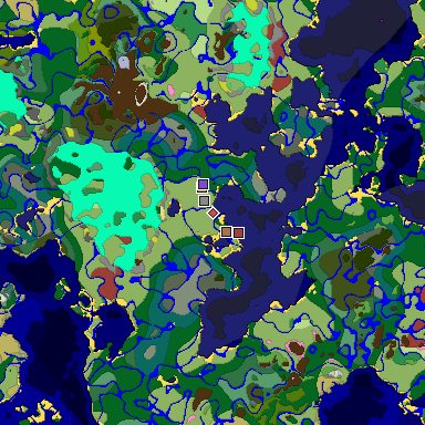 Predicted biome map of Java 26.3 seed 8725242462813785714 around estimated spawn