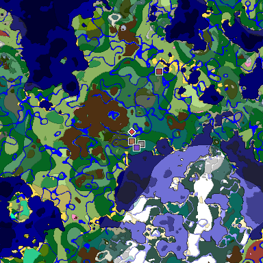 Predicted biome map of Java 26.3 seed 5459938680093614866 around estimated spawn