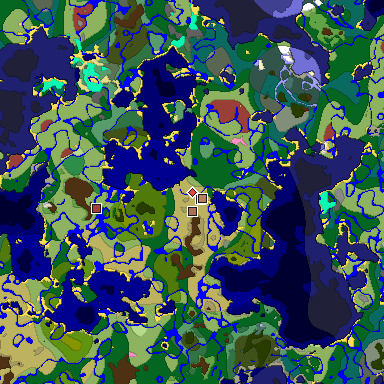 Predicted biome map of Java 26.3 seed 5391109532803951989 around estimated spawn