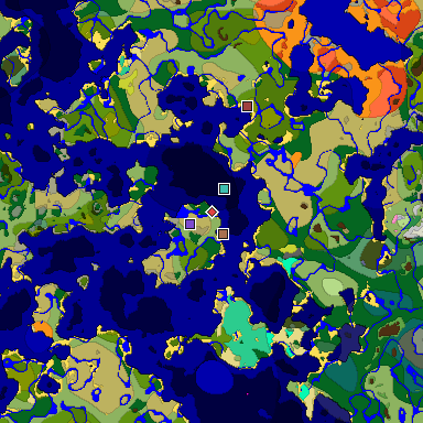 Predicted biome map of Java 26.3 seed 2349343613445562885 around estimated spawn