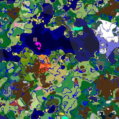 Predicted biome map of Java 26.3 seed 6677985322333134524 around estimated spawn