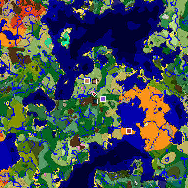 Predicted biome map of Java 26.3 seed -3908172640364575023 around estimated spawn