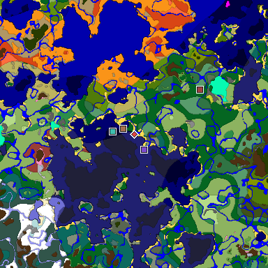 Predicted biome map of Java 26.3 seed 1338477214739691426 around estimated spawn