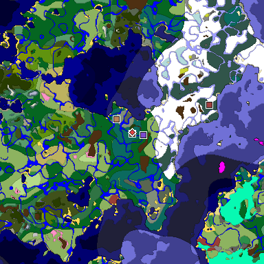 Predicted biome map of Java 26.3 seed -2569533175111046626 around estimated spawn