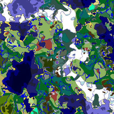 Predicted biome map of Java 26.3 seed -4231790326968654758 around estimated spawn