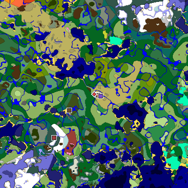 Predicted biome map of Java 26.3 seed 386252893495971894 around estimated spawn