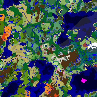 Predicted biome map of Java 26.3 seed 84820780869888536 around estimated spawn