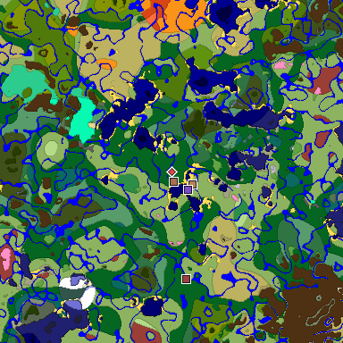 Predicted biome map of Java 26.3 seed -6450633459572521676 around estimated spawn