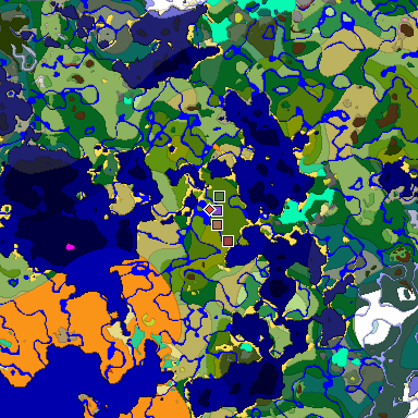 Predicted biome map of Java 26.3 seed 773968303723687430 around estimated spawn