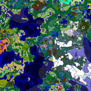 Predicted biome map of Java 26.3 seed 9100386689221735522 around estimated spawn