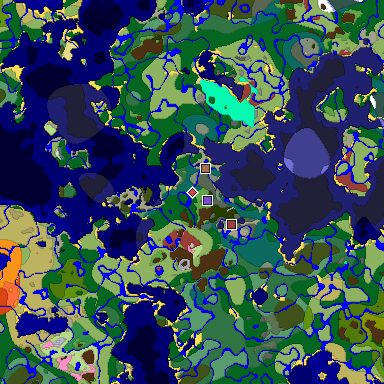 Predicted biome map of Java 26.3 seed 4649392655157322118 around estimated spawn
