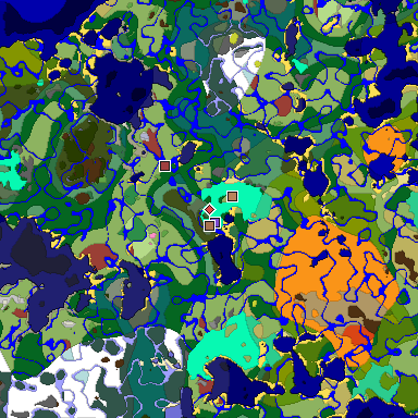 Predicted biome map of Java 26.3 seed -2359484749142496203 around estimated spawn