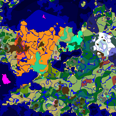 Predicted biome map of Java 26.3 seed -8642288253479195791 around estimated spawn