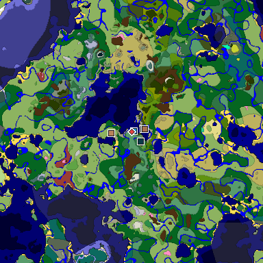 Predicted biome map of Java 26.3 seed 4042664827422967252 around estimated spawn