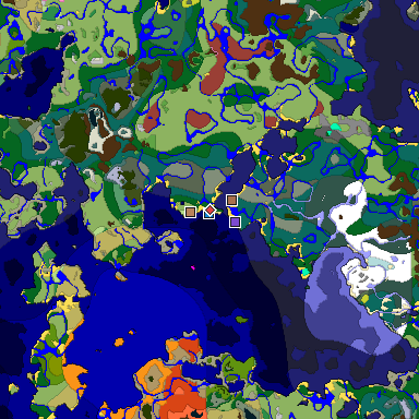 Predicted biome map of Java 26.3 seed -5491927790374048336 around estimated spawn
