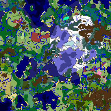 Predicted biome map of Java 26.3 seed 1523702723420953428 around estimated spawn