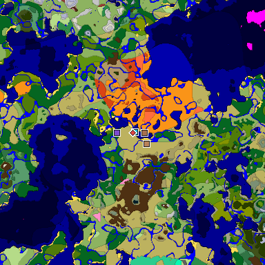 Predicted biome map of Java 26.3 seed 4626445478771723611 around estimated spawn