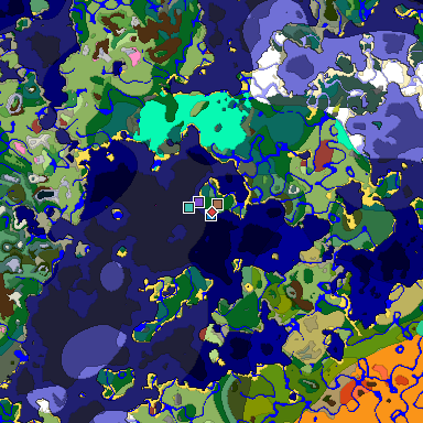 Predicted biome map of Java 26.3 seed -750424254617154567 around estimated spawn