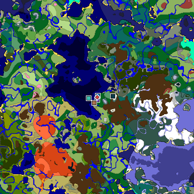 Predicted biome map of Java 26.3 seed -5303141097926251993 around estimated spawn