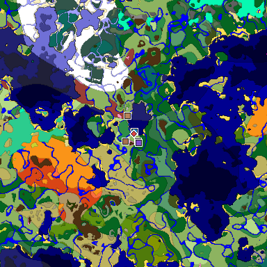Predicted biome map of Java 26.3 seed -8716401132003116648 around estimated spawn